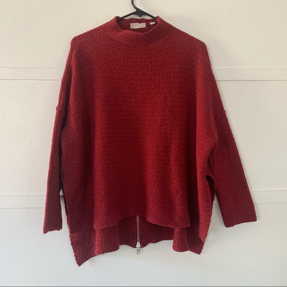 Altard state small red mock neck Oversize sweater zipper back